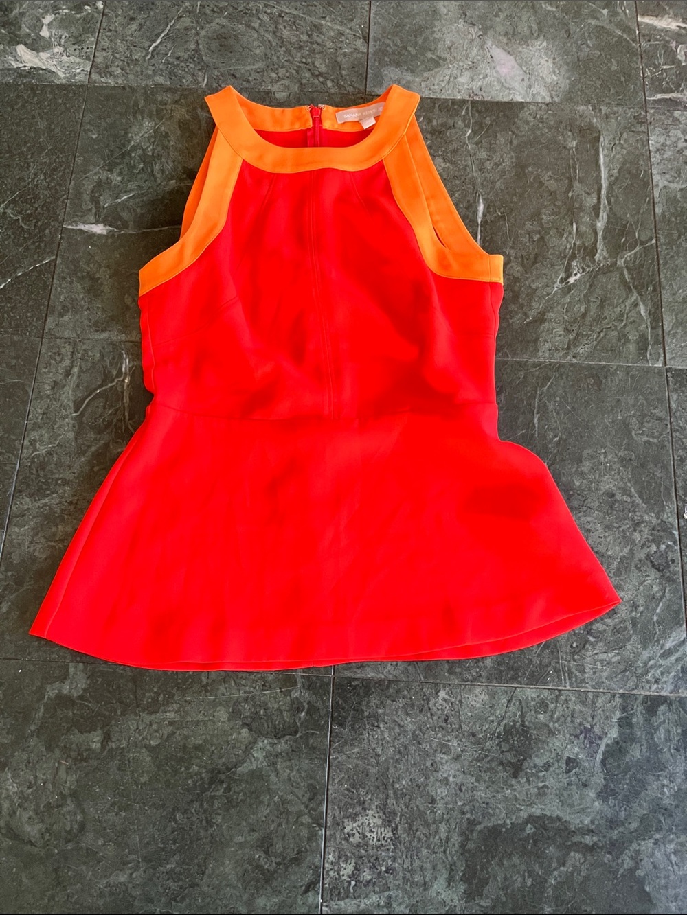 Banana Republic Red and Orange Sleeveless Peplum Top